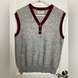Vintage Munsingwear Grand Slam Knit Sweater Vest Button Varsity Style Large Grey